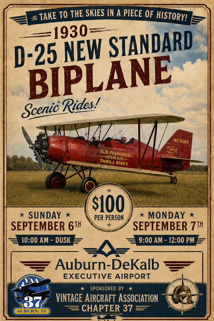 D-25 New Standard Biplane Rides at the Auburn-DeKalb Executive Airport